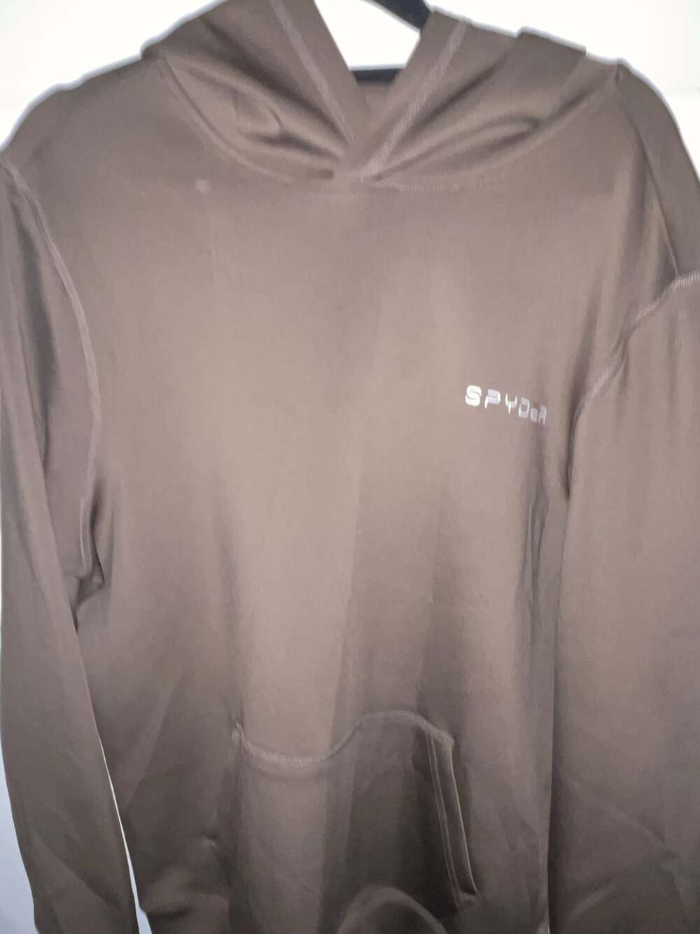 Spyder Active Hoodie Size Medium Brown Pullover Logo Sweatshirt